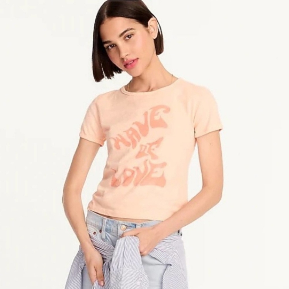 NWT J. Crew Wave of Love Short Sleeve Cropped Tee size large BH431